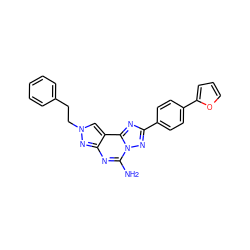 Nc1nc2nn(CCc3ccccc3)cc2c2nc(-c3ccc(-c4ccco4)cc3)nn12 ZINC000072125775