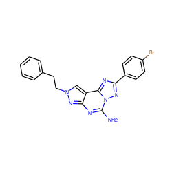 Nc1nc2nn(CCc3ccccc3)cc2c2nc(-c3ccc(Br)cc3)nn12 ZINC000049112363