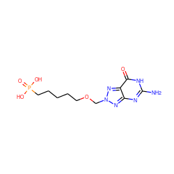 Nc1nc2nn(COCCCCCP(=O)(O)O)nc2c(=O)[nH]1 ZINC000028016288