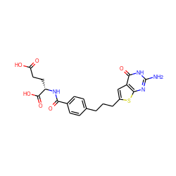 Nc1nc2sc(CCCc3ccc(C(=O)N[C@@H](CCC(=O)O)C(=O)O)cc3)cc2c(=O)[nH]1 ZINC000045498773