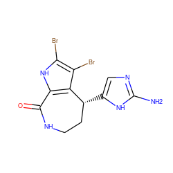 Nc1ncc([C@@H]2CCNC(=O)c3[nH]c(Br)c(Br)c32)[nH]1 ZINC000013472189