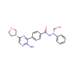 Nc1ncc([C@@H]2CCOC2)nc1-c1ccc(C(=O)N[C@H](CO)c2ccccc2)cc1 ZINC001772590097