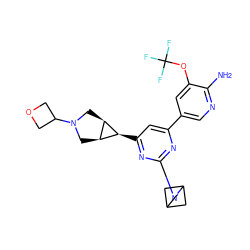 Nc1ncc(-c2cc([C@H]3[C@H]4CN(C5COC5)C[C@H]43)nc(N3CC4CC3C4)n2)cc1OC(F)(F)F ZINC000653752857