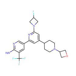 Nc1ncc(-c2cc(C3CCN(C4COC4)CC3)cc(N3CC(F)C3)n2)cc1C(F)(F)F ZINC000221282424