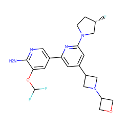 Nc1ncc(-c2cc(C3CN(C4COC4)C3)cc(N3CC[C@H](F)C3)n2)cc1OC(F)F ZINC000653748771