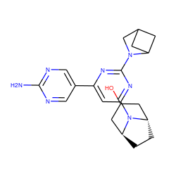 Nc1ncc(-c2cc(N3[C@H]4CC[C@H]3CC(O)C4)nc(N3CC4CC3C4)n2)cn1 ZINC000221269436