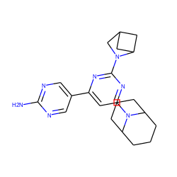 Nc1ncc(-c2cc(N3C4CCCC3CCC4)nc(N3CC4CC3C4)n2)cn1 ZINC000653775430