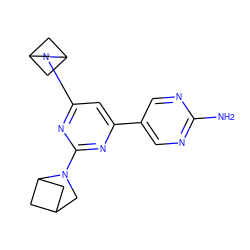 Nc1ncc(-c2cc(N3CC4CC3C4)nc(N3CC4CC3C4)n2)cn1 ZINC000221344046