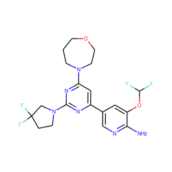 Nc1ncc(-c2cc(N3CCCOCC3)nc(N3CCC(F)(F)C3)n2)cc1OC(F)F ZINC000653685051