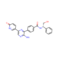 Nc1ncc(-c2ccc(=O)[nH]c2)nc1-c1ccc(C(=O)N[C@H](CO)c2ccccc2)cc1 ZINC001772601957