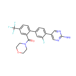 Nc1ncc(-c2ccc(-c3ccc(C(F)(F)F)cc3C(=O)N3CCOCC3)cc2F)cn1 ZINC000224743984
