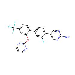 Nc1ncc(-c2ccc(-c3ccc(C(F)(F)F)cc3Oc3ncccn3)cc2F)cn1 ZINC000224818052