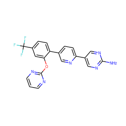 Nc1ncc(-c2ccc(-c3ccc(C(F)(F)F)cc3Oc3ncccn3)cn2)cn1 ZINC000224767859
