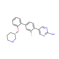 Nc1ncc(-c2ccc(-c3ccccc3O[C@H]3CCCNC3)cc2F)cn1 ZINC000217830672