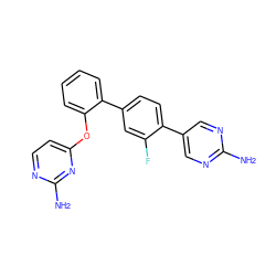 Nc1ncc(-c2ccc(-c3ccccc3Oc3ccnc(N)n3)cc2F)cn1 ZINC000224855263
