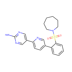 Nc1ncc(-c2ccc(-c3ccccc3S(=O)(=O)N3CCCCCC3)cn2)cn1 ZINC000224846076