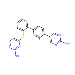 Nc1ncc(-c2ccc(-c3ccccc3Sc3ccnc(N)n3)cc2F)cn1 ZINC000224769849