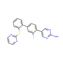 Nc1ncc(-c2ccc(-c3ccccc3Sc3ncccn3)cc2F)cn1 ZINC000224730188