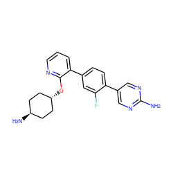 Nc1ncc(-c2ccc(-c3cccnc3O[C@H]3CC[C@H](N)CC3)cc2F)cn1 ZINC000473227480