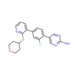Nc1ncc(-c2ccc(-c3cccnc3OC3CCOCC3)cc2F)cn1 ZINC000224791271
