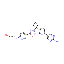 Nc1ncc(-c2ccc(C3(c4noc(-c5ccc(NCCO)nc5)n4)CCC3)cn2)cn1 ZINC000114767943