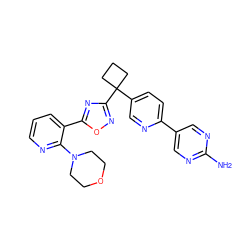 Nc1ncc(-c2ccc(C3(c4noc(-c5cccnc5N5CCOCC5)n4)CCC3)cn2)cn1 ZINC000096175533