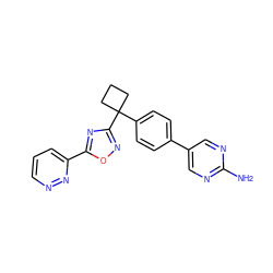 Nc1ncc(-c2ccc(C3(c4noc(-c5cccnn5)n4)CCC3)cc2)cn1 ZINC000149880771