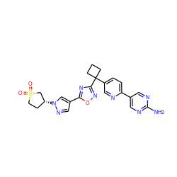 Nc1ncc(-c2ccc(C3(c4noc(-c5cnn([C@@H]6CCS(=O)(=O)C6)c5)n4)CCC3)cn2)cn1 ZINC000096175544