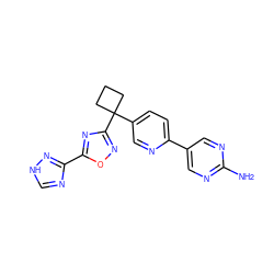 Nc1ncc(-c2ccc(C3(c4noc(-c5nc[nH]n5)n4)CCC3)cn2)cn1 ZINC000096175525