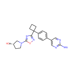 Nc1ncc(-c2ccc(C3(c4noc(N5CC[C@H](O)C5)n4)CCC3)cc2)cn1 ZINC000149807607