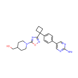 Nc1ncc(-c2ccc(C3(c4noc(N5CCC(CO)CC5)n4)CCC3)cc2)cn1 ZINC001772598653