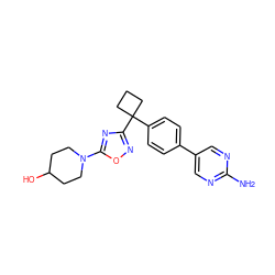 Nc1ncc(-c2ccc(C3(c4noc(N5CCC(O)CC5)n4)CCC3)cc2)cn1 ZINC000149744339