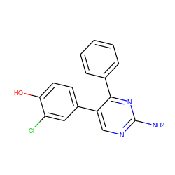 Nc1ncc(-c2ccc(O)c(Cl)c2)c(-c2ccccc2)n1 ZINC001772574384