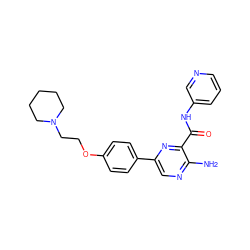 Nc1ncc(-c2ccc(OCCN3CCCCC3)cc2)nc1C(=O)Nc1cccnc1 ZINC000034309386