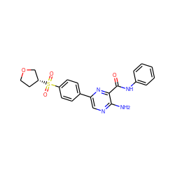 Nc1ncc(-c2ccc(S(=O)(=O)[C@@H]3CCOC3)cc2)nc1C(=O)Nc1ccccc1 ZINC000071315835