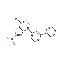 Nc1ncc(-c2cccc(-c3ccccc3)c2)c2cc(C(=O)O)sc12 ZINC000040916296