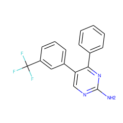 Nc1ncc(-c2cccc(C(F)(F)F)c2)c(-c2ccccc2)n1 ZINC001772581483