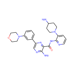 Nc1ncc(-c2cccc(N3CCOCC3)c2)nc1C(=O)Nc1ncccc1N1CCC(N)CC1 ZINC001772588499