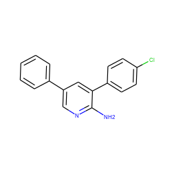 Nc1ncc(-c2ccccc2)cc1-c1ccc(Cl)cc1 ZINC000653688028