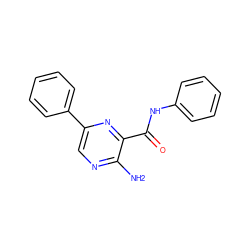 Nc1ncc(-c2ccccc2)nc1C(=O)Nc1ccccc1 ZINC000071315847