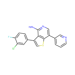 Nc1ncc(-c2cccnc2)c2scc(-c3ccc(F)c(Cl)c3)c12 ZINC000028884797