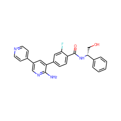 Nc1ncc(-c2ccncc2)cc1-c1ccc(C(=O)N[C@H](CO)c2ccccc2)c(F)c1 ZINC001772628520