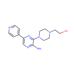 Nc1ncc(-c2ccncc2)nc1N1CCN(CCO)CC1 ZINC000045338164