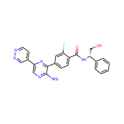 Nc1ncc(-c2ccnnc2)nc1-c1ccc(C(=O)N[C@H](CO)c2ccccc2)c(F)c1 ZINC001772627998