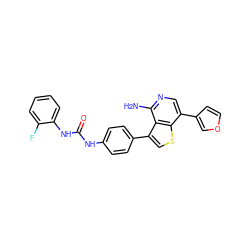 Nc1ncc(-c2ccoc2)c2scc(-c3ccc(NC(=O)Nc4ccccc4F)cc3)c12 ZINC000063298188