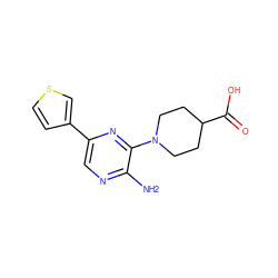 Nc1ncc(-c2ccsc2)nc1N1CCC(C(=O)O)CC1 ZINC000064393111