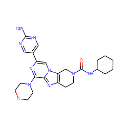 Nc1ncc(-c2cn3c4c(nc3c(N3CCOCC3)n2)CCN(C(=O)NC2CCCCC2)C4)cn1 ZINC001772613330