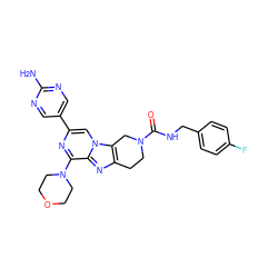 Nc1ncc(-c2cn3c4c(nc3c(N3CCOCC3)n2)CCN(C(=O)NCc2ccc(F)cc2)C4)cn1 ZINC001772647236