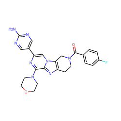 Nc1ncc(-c2cn3c4c(nc3c(N3CCOCC3)n2)CCN(C(=O)c2ccc(F)cc2)C4)cn1 ZINC000198533330