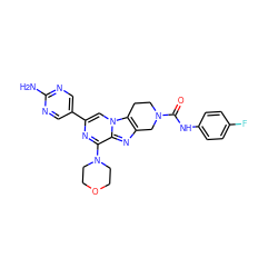 Nc1ncc(-c2cn3c4c(nc3c(N3CCOCC3)n2)CN(C(=O)Nc2ccc(F)cc2)CC4)cn1 ZINC001772570784